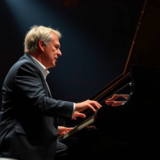 Componist gepassioneerd achter een piano