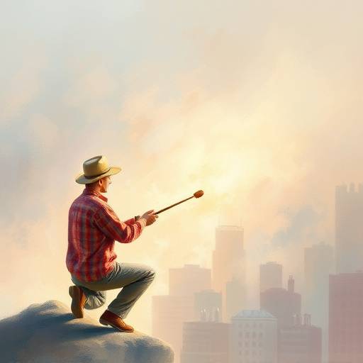 Kunstenaar met penseel voor een schilderij